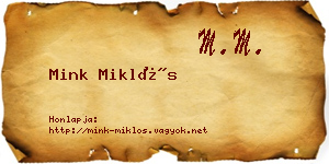 Mink Miklós névjegykártya